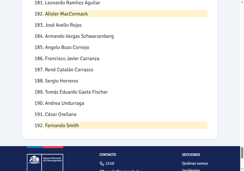 CSIRT Hall of Fame 2024 showing positions 182 and 192